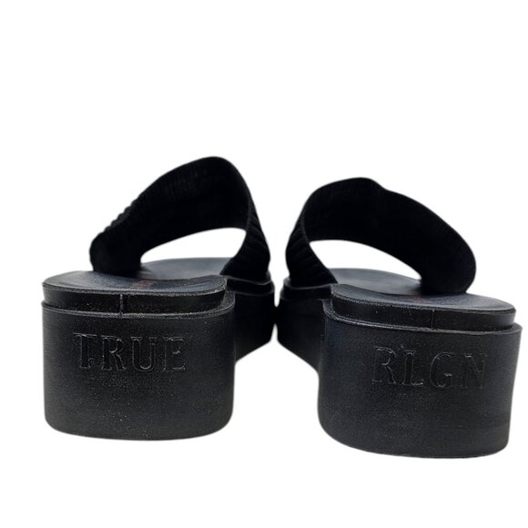 True Religion Womens Jann Slip On Mules, Black, Fabric, Platform, Size 8 - Picture 3 of 8